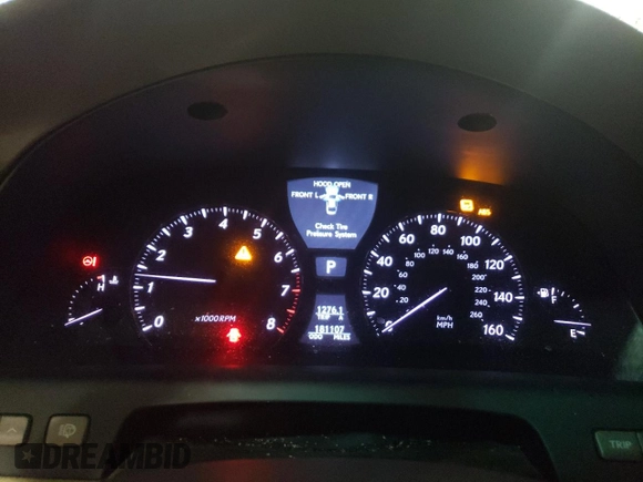 2007 Lexus LS 460 with VIN JTHBL46F175040148, listed as a Copart auction lot 50335035 with 181,107 mi miles and Salvage Title. Bid and sale history available at DreamBid. Image 9.
