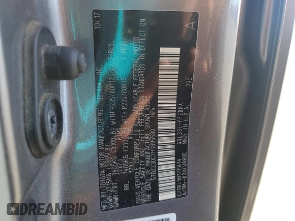 2017 Toyota Sienna L with VIN 5TDZZ3DC7HS895580, listed as a Copart auction lot 81540534 with 47,732 mi miles and Clean Title. Bid and sale history available at DreamBid. Image 13.