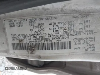 1997 Toyota 4Runner SR5 с VIN JT3HN86R1V0117123, выставлен на аукционе IAAI как лот 42557501 с пробегом 259 284 миль миль и . История ставок и продаж доступна на DreamBid. Изображение 9.