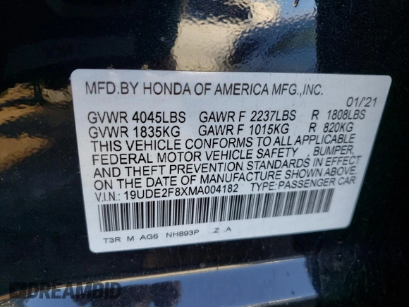 2021 Acura ILX w/Premium/A-SPEC Package with VIN 19UDE2F8XMA004182, listed as a Copart auction lot 70230572 with 20,723 mi miles. Bid and sale history available at carsss.com. Image 12.