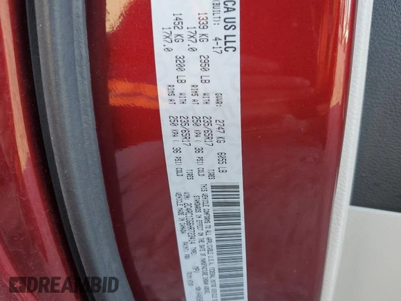 2017 Chrysler Pacifica Touring with VIN 2C4RC1DG6HR723414, listed as a Copart auction lot 77322544 with 105,915 mi miles and Salvage Title. Bid and sale history available at DreamBid. Image 15.