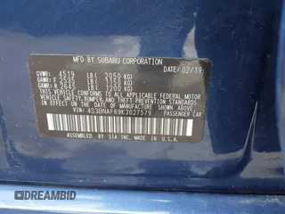 2019 Subaru Legacy Premium with VIN 4S3BNAF69K3027579, listed as a IAAI auction lot 42001804 with 148,495 mi miles and . Bid and sale history available at DreamBid. Image 9.