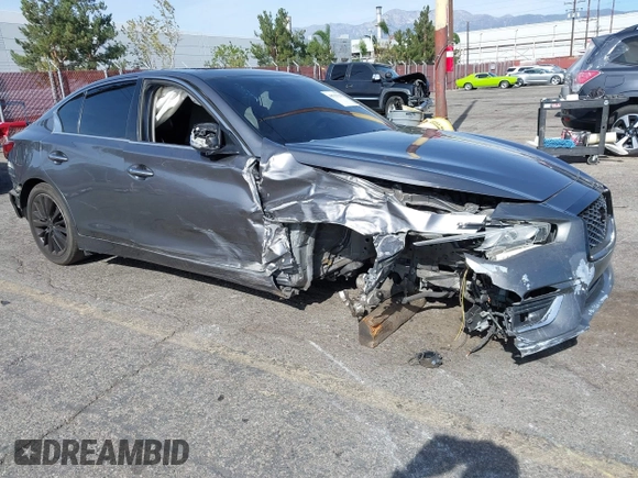 2018 Infiniti Q50 Sport with VIN JN1EV7AP5JM366187, listed as a IAAI auction lot 40753223 with 104,765 mi miles and . Bid and sale history available at carsss.com. Image 1.
