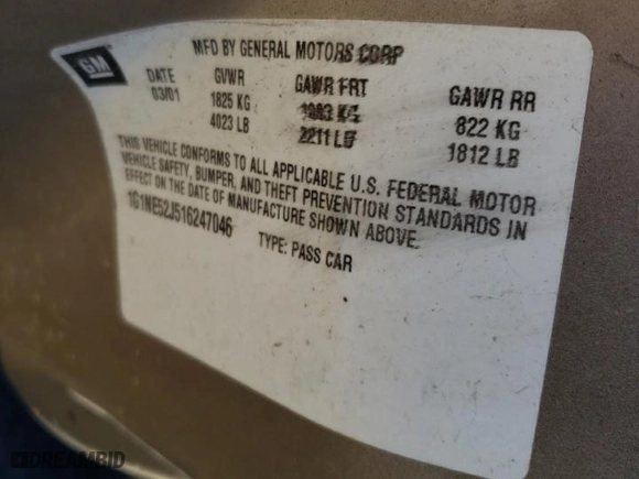 2001 Chevrolet Malibu LS with VIN 1G1NE52J516247046, listed as a Copart auction lot 77323744 with 196,580 mi miles and Salvage Title. Bid and sale history available at carsss.com. Image 14.