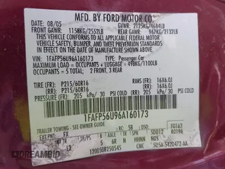 2006 Ford Taurus SEL with VIN 1FAFP56U96A160173, listed as a IAAI auction lot 42509180 with Not provided miles and . Bid and sale history available at DreamBid. Image 9.