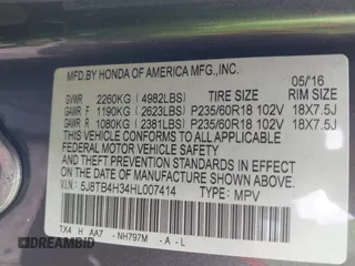 2017 Acura RDX with VIN 5J8TB4H34HL007414, listed as a IAAI auction lot 42018663 with 134,853 mi miles. Bid and sale history available at carsss.com. Image 9.