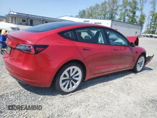 2022 Tesla Model 3 with VIN 5YJ3E1EA7NF369811, listed as a Copart auction lot 54386705 with 80,478 mi miles and Salvage Title. Bid and sale history available at DreamBid. Image 3.