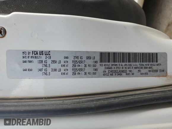 2018 Dodge Grand Caravan SE Plus with VIN 2C4RDGBG3JR206533, listed as a Copart auction lot 46845985 with 265,742 mi miles and Salvage Title. Bid and sale history available at DreamBid. Image 13.