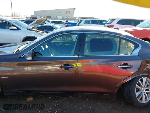 2014 Infiniti Q50 Hybrid Sport with VIN JN1AV7AP3EM691473, listed as a IAAI auction lot 41348911 with 128,851 mi miles and . Bid and sale history available at DreamBid. Image 15.