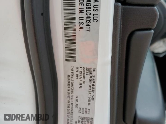2020 Jeep Grand Cherokee Altitude with VIN 1C4RJEAG8LC403417, listed as a Copart auction lot 54620555 with 65,903 mi miles and Salvage title. Bid and sale history available at DreamBid. Image 14.