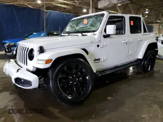 2021 Jeep Wrangler Unlimited Sahara High Altitude with VIN 1C4HJXEN7MW651514, listed as a Copart auction lot 83654114 with Not provided miles and Salvage title. Bid and sale history available at DreamBid. Image 1.