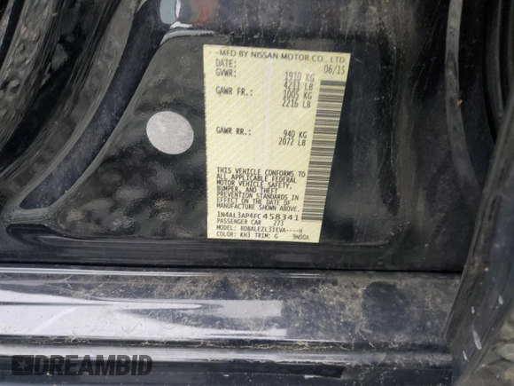 2015 Nissan Altima 2.5 z VIN 1N4AL3AP4FC458341, wystawiony jako Copart lot #59024385 z przebiegiem 215 358 mil mil oraz Szkoda całkowita • Salvage title. Historia ofert i sprzedaży dostępna na DreamBid. Obrazek 12.