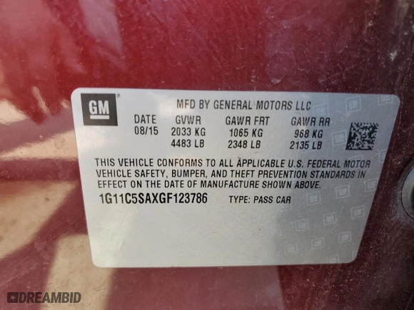 2016 Chevrolet Malibu Limited LT with VIN 1G11C5SAXGF123786, listed as a Copart auction lot 71464254 with 147,450 mi miles and Salvage Title. Bid and sale history available at carsss.com. Image 12.