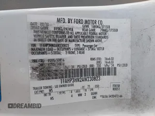 2010 Ford Focus SEL with VIN 1FAHP3HN2AW230823, listed as a IAAI auction lot 41982663 with 138,427 mi miles. Bid and sale history available at carsss.com. Image 9.