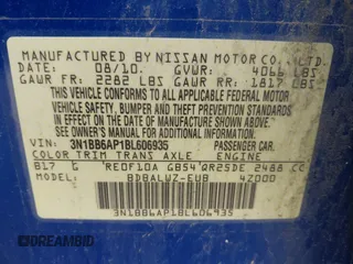 2011 Nissan Sentra SE-R z VIN 3N1BB6AP1BL606935, wystawiony jako IAAI lot #42233917 z przebiegiem 204 941 mil mil oraz . Historia ofert i sprzedaży dostępna na DreamBid. Obrazek 9.