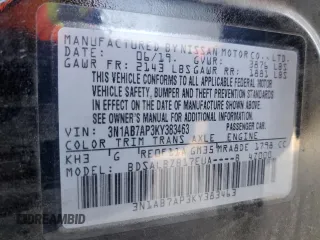 2019 Nissan Sentra S z VIN 3N1AB7AP3KY383463, wystawiony jako Copart lot #54905165 z przebiegiem 62 955 mil mil oraz Szkoda całkowita • Salvage title. Historia ofert i sprzedaży dostępna na DreamBid. Obrazek 12.