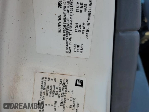 2002 Oldsmobile Aurora z VIN 1G3GR64H024127902, wystawiony jako Copart lot #86681674 z przebiegiem Nie podano mil oraz Szkoda całkowita • Salvage title. Historia ofert i sprzedaży dostępna na DreamBid. Obrazek 15.