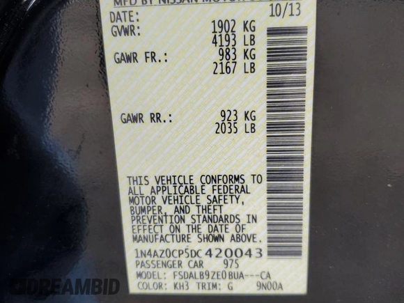 2013 Nissan LEAF SV with VIN 1N4AZ0CP5DC420043, listed as a Copart auction lot 77325664 with 72,963 mi miles and Clean title. Bid and sale history available at DreamBid. Image 12.