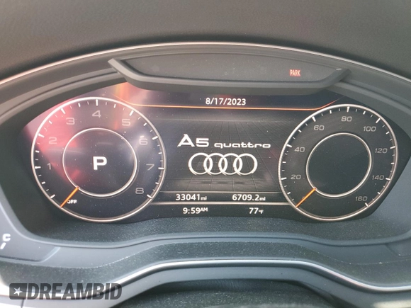 2019 Audi A5 Sportback Premium Plus with VIN WAUENCF54KA015218, listed as a Copart auction lot 63795353 with 33,041 mi miles. Bid and sale history available at carsss.com. Image 9.