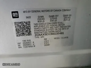 2022 Chevrolet Equinox LS with VIN 2GNAXSEV3N6150481, listed as a Copart auction lot 45839275 with 0 mi miles and Salvage Title. Bid and sale history available at carsss.com. Image 14.
