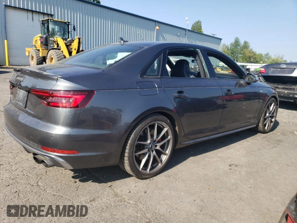 2018 Audi S4 Premium Plus with VIN WAUB4AF44JA019933, listed as a Copart auction lot 65963144 with 45,694 mi miles and Salvage Title. Bid and sale history available at carsss.com. Image 3.
