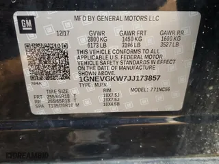 2018 Chevrolet Traverse LT Cloth with VIN 1GNEVGKW7JJ173857, listed as a Copart auction lot 49056845 with 154,989 mi miles and Clean Title. Bid and sale history available at carsss.com. Image 13.