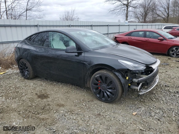 2023 Tesla Model Y Performance with VIN 7SAYGDEF2PF762649, listed as a Copart auction lot 45608535 with NaN miles and Salvage Title. Bid and sale history available at carsss.com. Image 4.