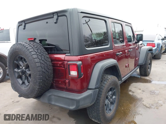 2021 Jeep Wrangler Unlimited Sport S with VIN 1C4HJXDN9MW777830, listed as a IAAI auction lot 41625934 with 42,251 mi miles and . Bid and sale history available at DreamBid. Image 4.