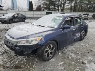 2016 Honda Accord Sedan LX with VIN 1HGCR2F37GA136020, listed as a Copart auction lot 43483365 with 124,778 mi miles and Salvage Title. Bid and sale history available at carsss.com. Image 1.
