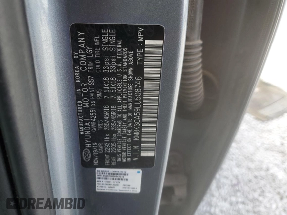 2020 Hyundai Kona Limited z VIN KM8K3CA59LU508746, wystawiony jako Copart lot #48937105 z przebiegiem 82 309 mil mil oraz Szkoda całkowita • Salvage title. Historia ofert i sprzedaży dostępna na DreamBid. Obrazek 14.