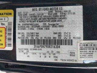 2013 Ford Fusion SE with VIN 3FA6P0H79DR216304, listed as a IAAI auction lot 41593482 with 125,480 mi miles. Bid and sale history available at carsss.com. Image 9.