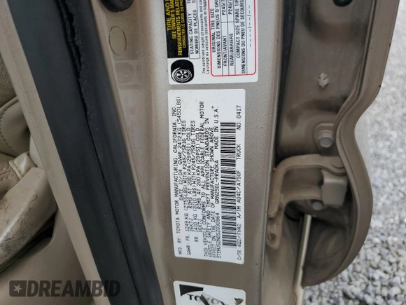 2005 Toyota Tacoma z VIN 5TEMU52N85Z030964, wystawiony jako Copart lot #56659335 z przebiegiem 249 764 mil mil oraz Szkoda całkowita • Salvage title. Historia ofert i sprzedaży dostępna na DreamBid. Obrazek 12.