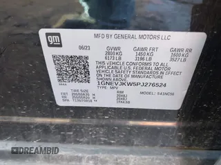 2023 Chevrolet Traverse RS z VIN 1GNEVJKW5PJ276524, wystawiony jako IAAI lot #41582780 z przebiegiem 56 095 mil mil oraz . Historia ofert i sprzedaży dostępna na DreamBid. Obrazek 9.