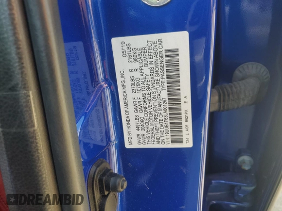 2020 Acura TLX w/A-Spec Pkg with VIN 19UUB1F63LA001267, listed as a Copart auction lot 54345815 with 72,870 mi miles and Salvage title. Bid and sale history available at DreamBid. Image 12.