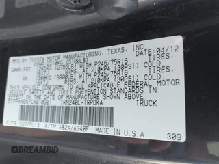 2012 Toyota Tacoma with VIN 5TFPX4EN7CX010901, listed as a IAAI auction lot 41963689 with 183,579 mi miles and . Bid and sale history available at DreamBid. Image 9.