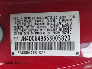 2005 Acura RSX with VIN JH4DC54865S005820, listed as a IAAI auction lot 42240712 with 240,933 mi miles and . Bid and sale history available at DreamBid. Image 9.