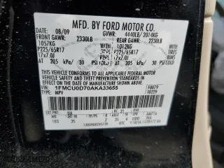 2010 Ford Escape XLT with VIN 1FMCU0D70AKA33655, listed as a Copart auction lot 49062975 with 215,822 mi miles and Non Repairable. Bid and sale history available at carsss.com. Image 13.