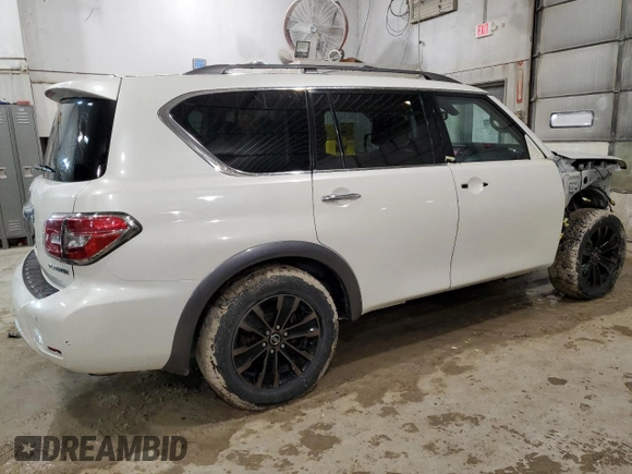 2017 Nissan Armada Platinum with VIN JN8AY2NE1H9707911, listed as a Copart auction lot 46830905 with 131,594 mi miles and Salvage Title. Bid and sale history available at carsss.com. Image 3.