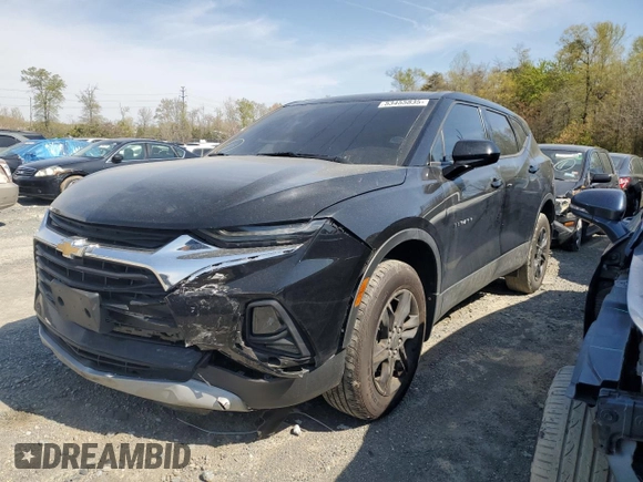 2020 Chevrolet Blazer LT with VIN 3GNKBCRS1LS618635, listed as a Copart auction lot 53455835 with 60,227 mi miles and Salvage title. Bid and sale history available at DreamBid. Image 1.