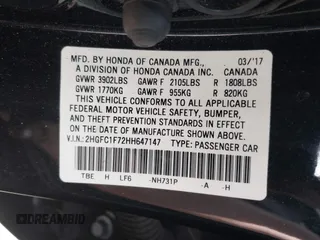 2017 Honda Civic EX-L z VIN 2HGFC1F72HH647147, wystawiony jako IAAI lot #42064784 z przebiegiem 139 893 mil mil oraz . Historia ofert i sprzedaży dostępna na DreamBid. Obrazek 9.