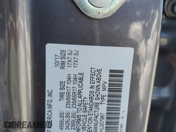 2017 Honda CR-V LX with VIN 5J6RW6H33HL007987, listed as a Copart auction lot 54141845 with 39,591 mi miles and Salvage Title. Bid and sale history available at DreamBid. Image 14.