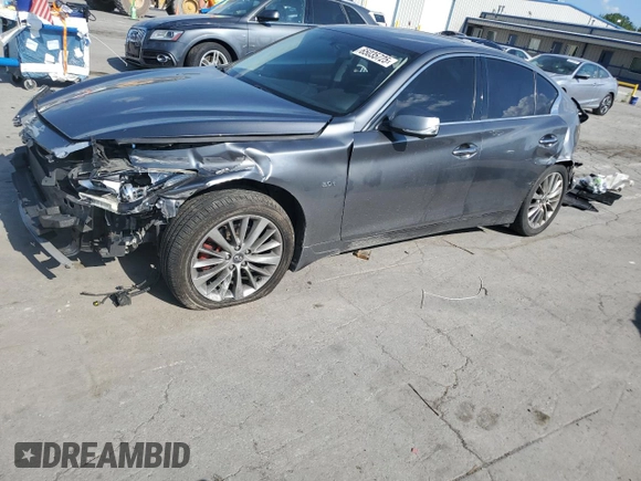 2018 Infiniti Q50 Luxe with VIN JN1EV7AR7JM443644, listed as a Copart auction lot 65035725 with 104,045 mi miles and Clean title. Bid and sale history available at DreamBid. Image 1.