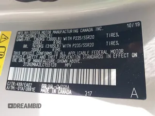 2020 Lexus RX 350 with VIN 2T2HZMAA2LC155128, listed as a IAAI auction lot 42022968 with 48,466 mi miles and . Bid and sale history available at DreamBid. Image 9.