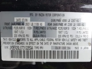 2007 Mazda CX-7 Grand Touring with VIN JM3ER29L870122594, listed as a IAAI auction lot 42048506 with 119,207 mi miles. Bid and sale history available at carsss.com. Image 9.