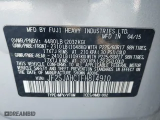 2015 Subaru Forester 2.5i Limited with VIN JF2SJAHC1FH814910, listed as a IAAI auction lot 42067236 with 228,306 mi miles. Bid and sale history available at carsss.com. Image 9.