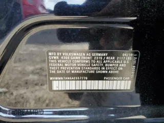 2010 Volkswagen CC Sport with VIN WVWMN7AN6AE557778, listed as a Copart auction lot 72707224 with 111,632 mi miles and Salvage Title. Bid and sale history available at carsss.com. Image 12.