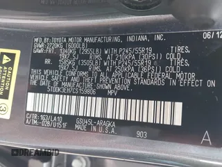2012 Toyota Highlander Limited with VIN 5TDDK3EH7CS159806, listed as a IAAI auction lot 42600449 with 130,961 mi miles and . Bid and sale history available at DreamBid. Image 9.