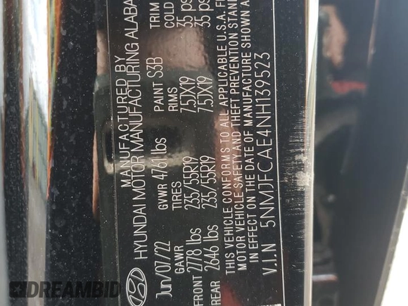 2022 Hyundai Tucson SEL with VIN 5NMJFCAE4NH139523, listed as a Copart auction lot 52510245 with 20,006 mi miles and Salvage Title. Bid and sale history available at carsss.com. Image 14.