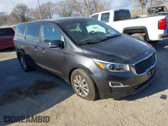 2021 Kia Sedona EX with VIN KNDMB5C19M6671229, listed as a IAAI auction lot 41066675 with 168,393 mi miles. Bid and sale history available at carsss.com. Image 1.