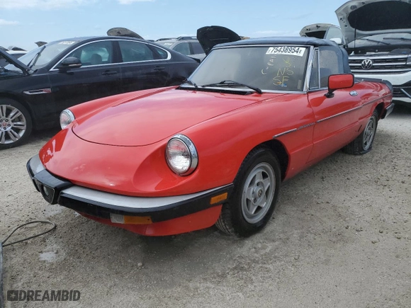 1984 Alfa Romeo Alfa Romeo Veloce with VIN ZARBA5414E1020264, listed as a Copart auction lot 75438954 with 0 mi miles and Non Repairable. Bid and sale history available at carsss.com. Image 1.